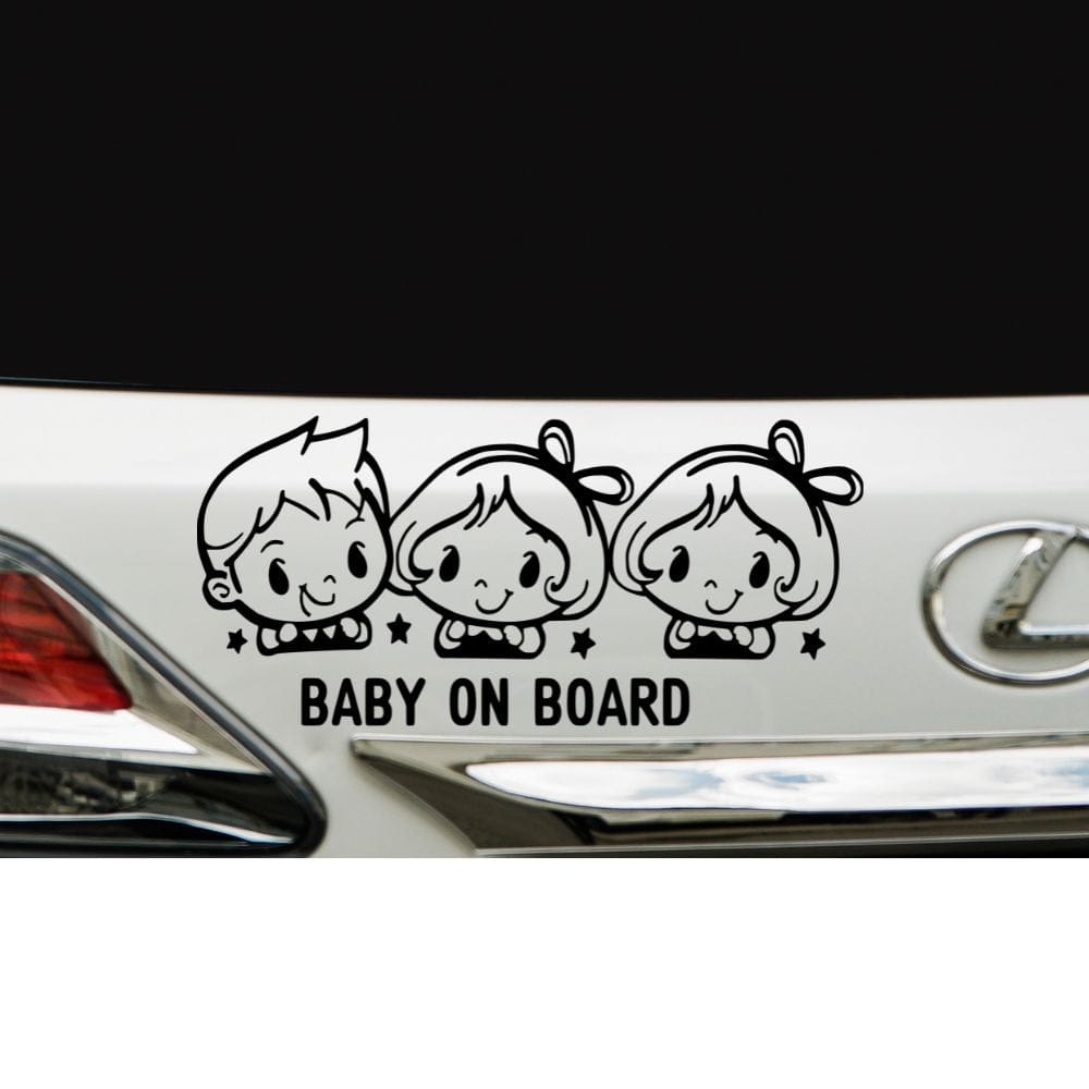 Sticker Personalizat 3 Frați - Baby On Board Surori si Frate