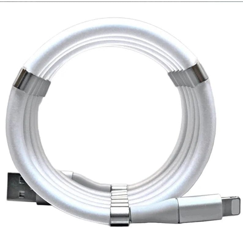 Cablu de incarcare rapida, USB, compatibil Iphone, cu absorbtie magnetica, 1 m, alb