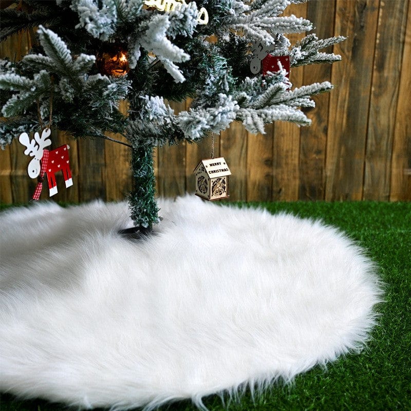 Covor pentru bradul de Craciun White Haipai, diametru 120 cm, blana cu o grosime 2.5 - 3 cm, alb