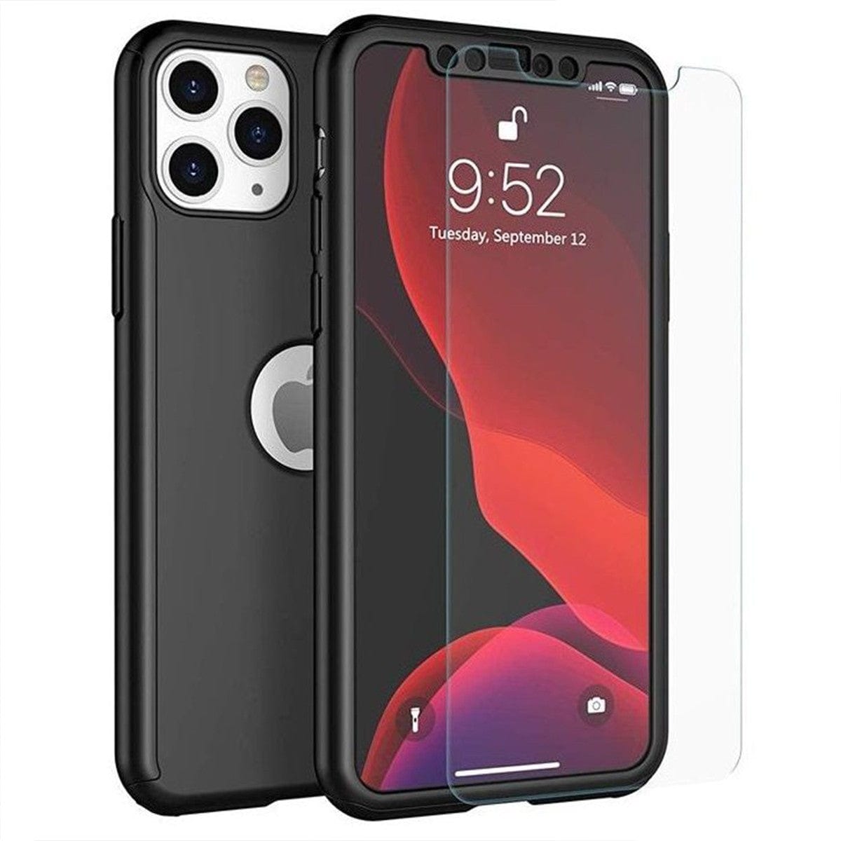 Husa Apple iPhone 11 Pro, Full Cover 360, Negru + Folie de protectie