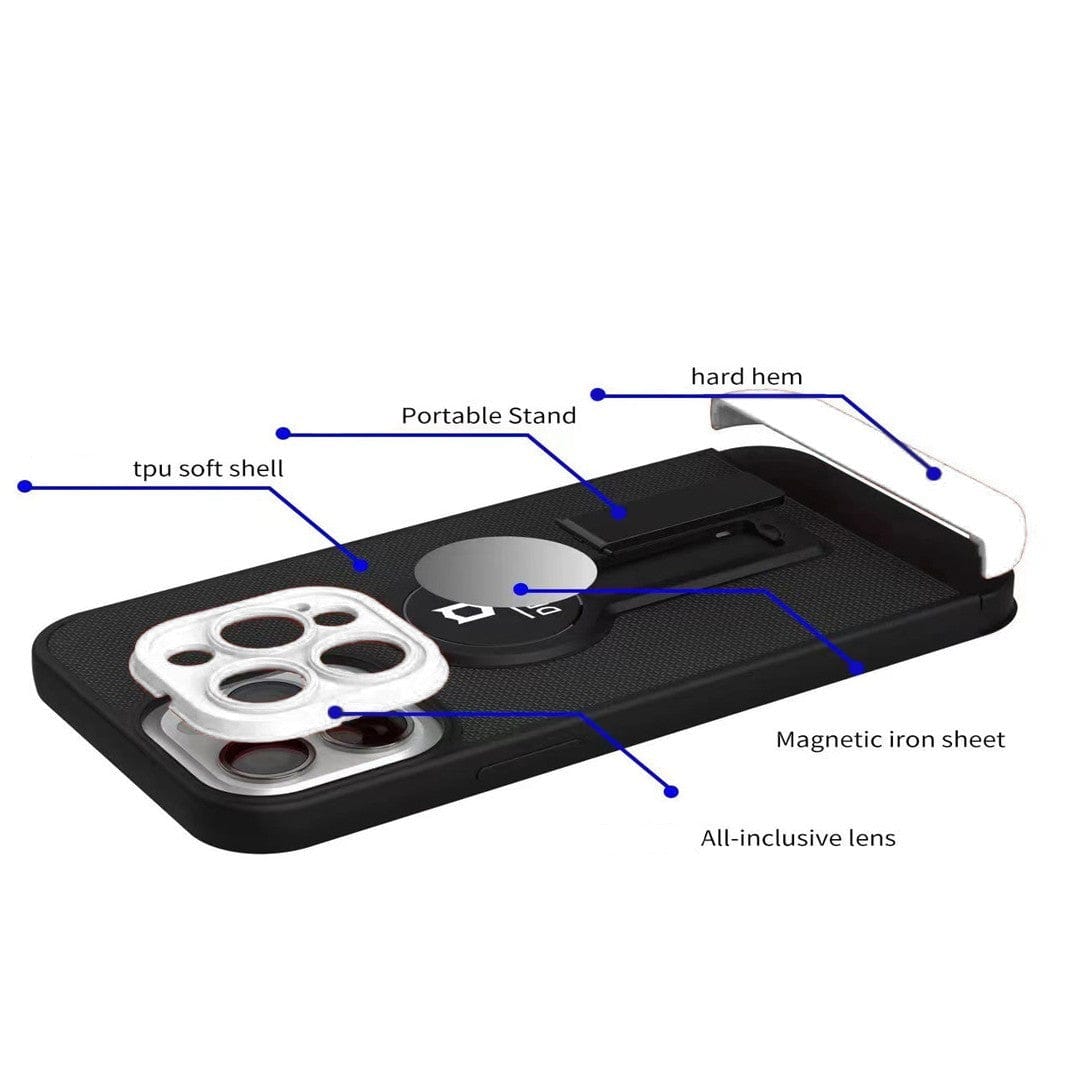 HUSA ARMOR DESIGN CU STAND PENTRU APPLE IPHONE XR, NEGRU/ALB, SUPORT AUTO MAGNETIC, WIRELESS CHARGE, PROTECTIE ANTISOC
