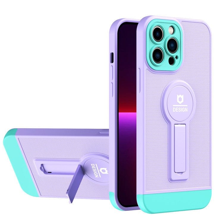 Husa Armor Design cu Stand pentru iPhone 11 Pro Max, Mov/Albastru, Suport Auto Magnetic, Wireless Charge, Protectie Antisoc