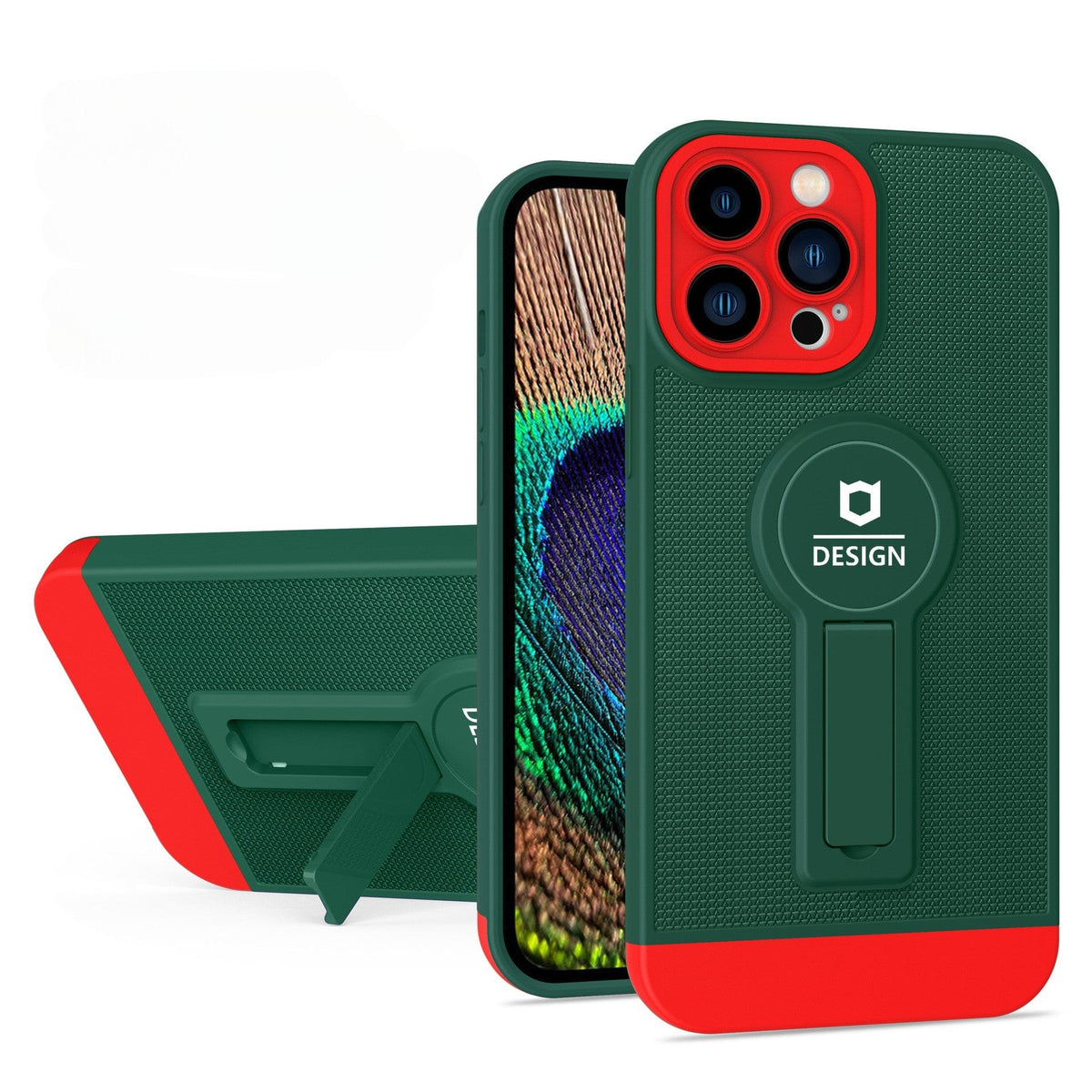 HUSA ARMOR DESIGN CU STAND PENTRU SAMSUNG GALAXY A32 4G, VERDE/ROSU, SUPORT AUTO MAGNETIC, WIRELESS CHARGE, PROTECTIE ANTISOC