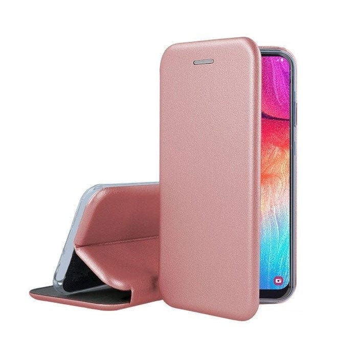 Husa de protectie compatibila cu Samsung Galaxy A21S Magnet Book Case Roz-Auriu