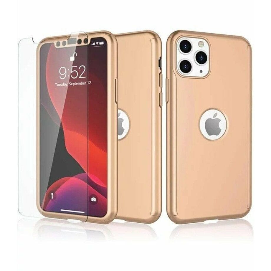 Husa de protectie compatibila cu Apple iPhone 13 Mini, Full Cover 360, Auriu + Folie de protectie