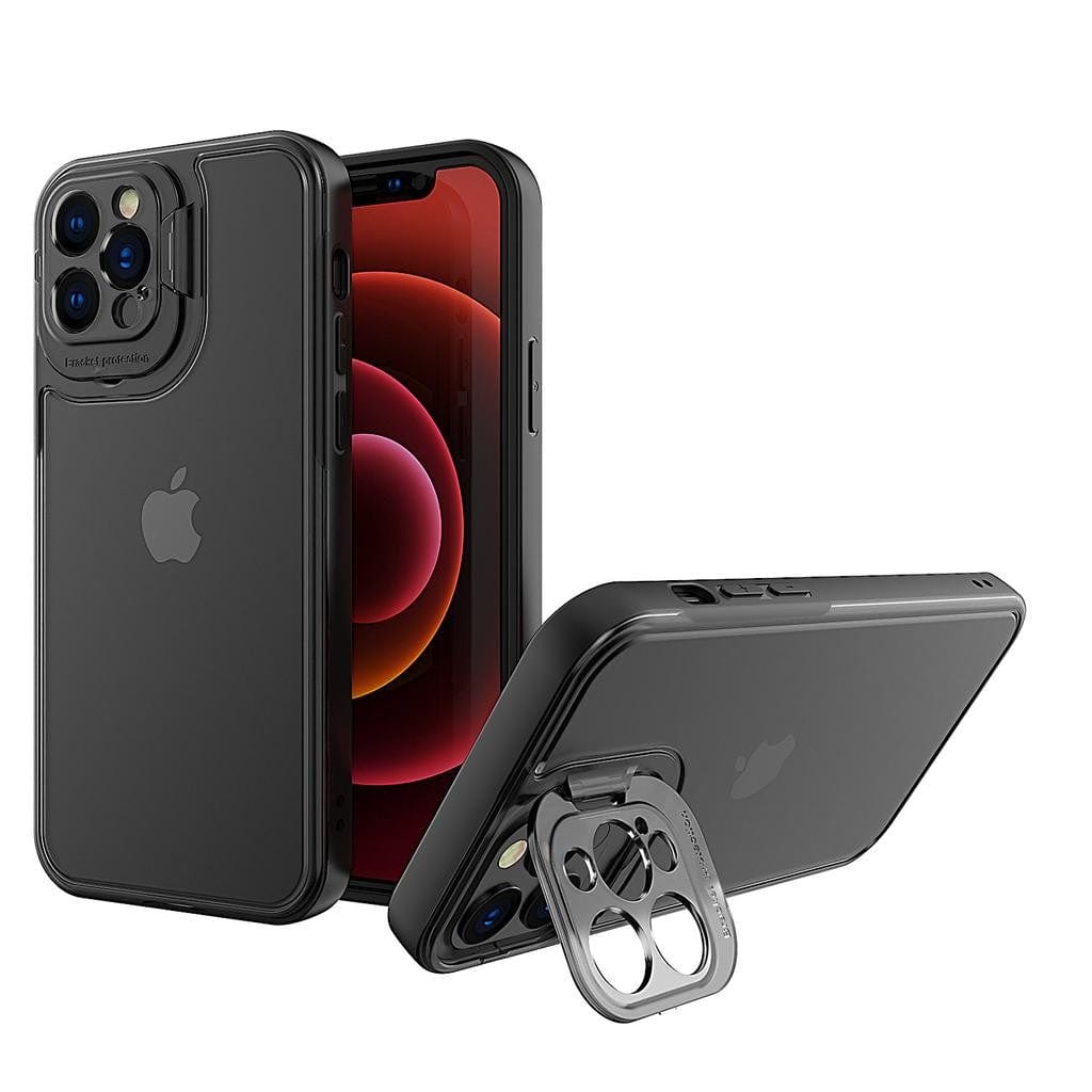 Husa de protectie pentru Apple iPhone 14 Plus, Bracket series cu suport si protectie pentru camera, Negru