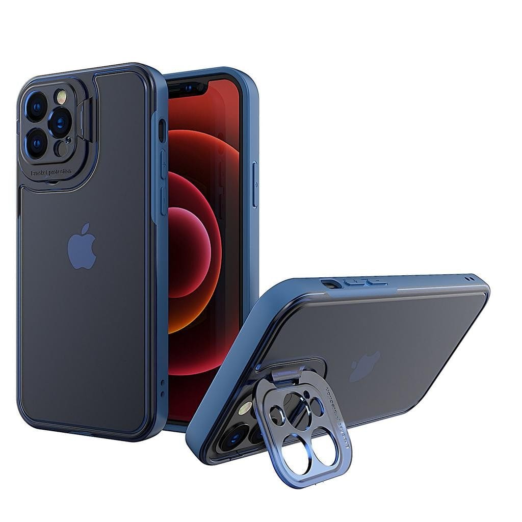 Husa de protectie pentru Apple iPhone 14 Pro Max, Bracket series cu suport si protectie pentru camera, Albastru