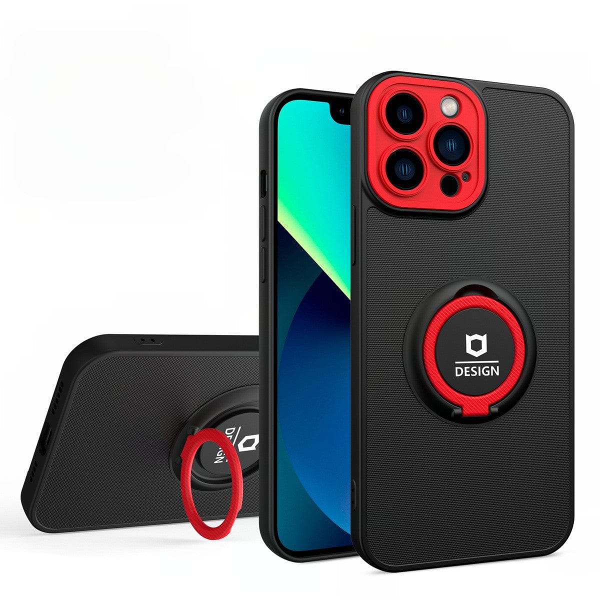 Husa de protectie Eagle eye pentru Apple iPhone 11, Rezistenta la socuri, Protectie camera, Cu inel de prindere magnetic rosu,  Negru