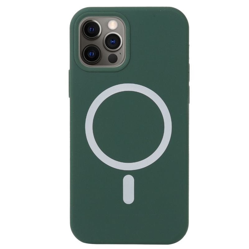 Husa MagSafe liquid large hole magnetic shell pentru Apple iPhone 14 Pro Max, Full Cover, Liquid Silicone, Magnetica, Incarcare Wireless, Verde