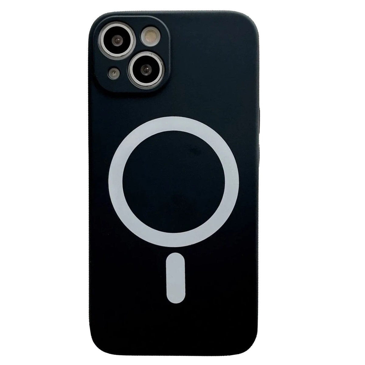 Husa MagSafe pentru Apple iPhone 13 Pro, Full Cover, Frosted Acrylic Color Big Hole, Magnetica, Incarcare Wireless, Negru