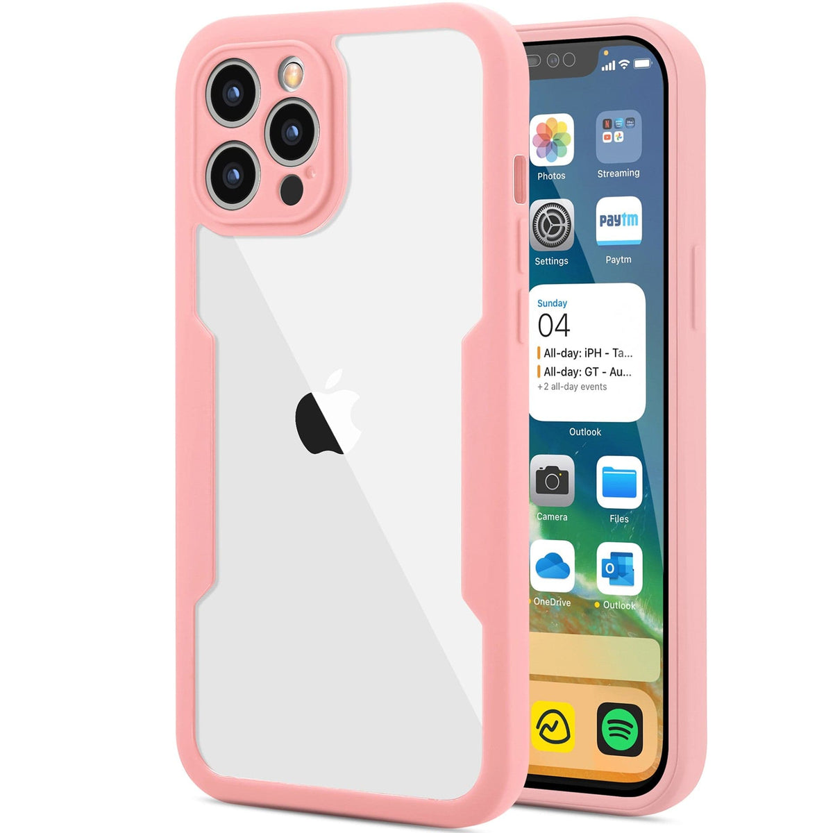 Husa Max Defence pentru iPhone 11 Pro, Bumper Roz, Fata Dubla Transparenta, Protectie Antisoc Full 360 ( fata, spate, margini )