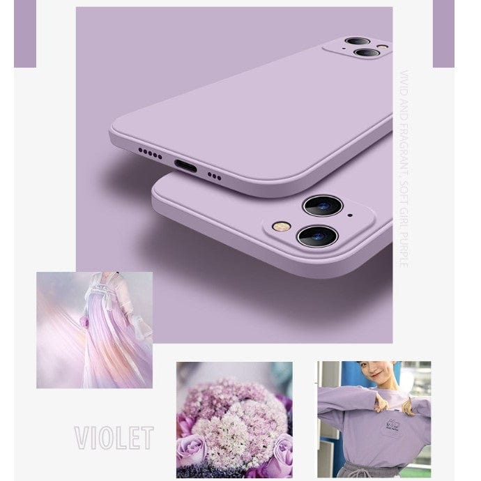 Husa pentru Apple iPhone 14, Liquid Silicone, cu Microfibra pe interior, Protectie Antisoc, Grass purple, Mov