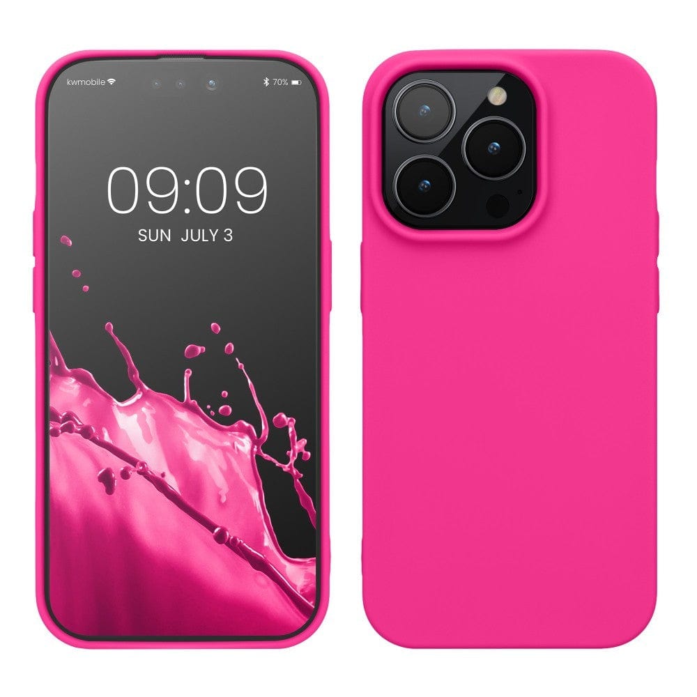 Husa pentru Apple iPhone 14 Pro Max, Liquid Silicone, cu Microfibra pe interior, Protectie Antisoc, Roz-Fuchsia