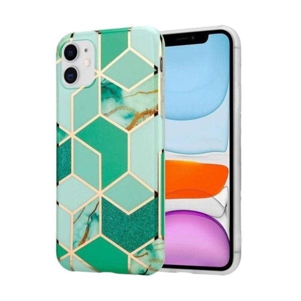Husa protectie compatibila cu Apple iPhone 12 Mini Soft IMD TPU Marble Geometric Verde