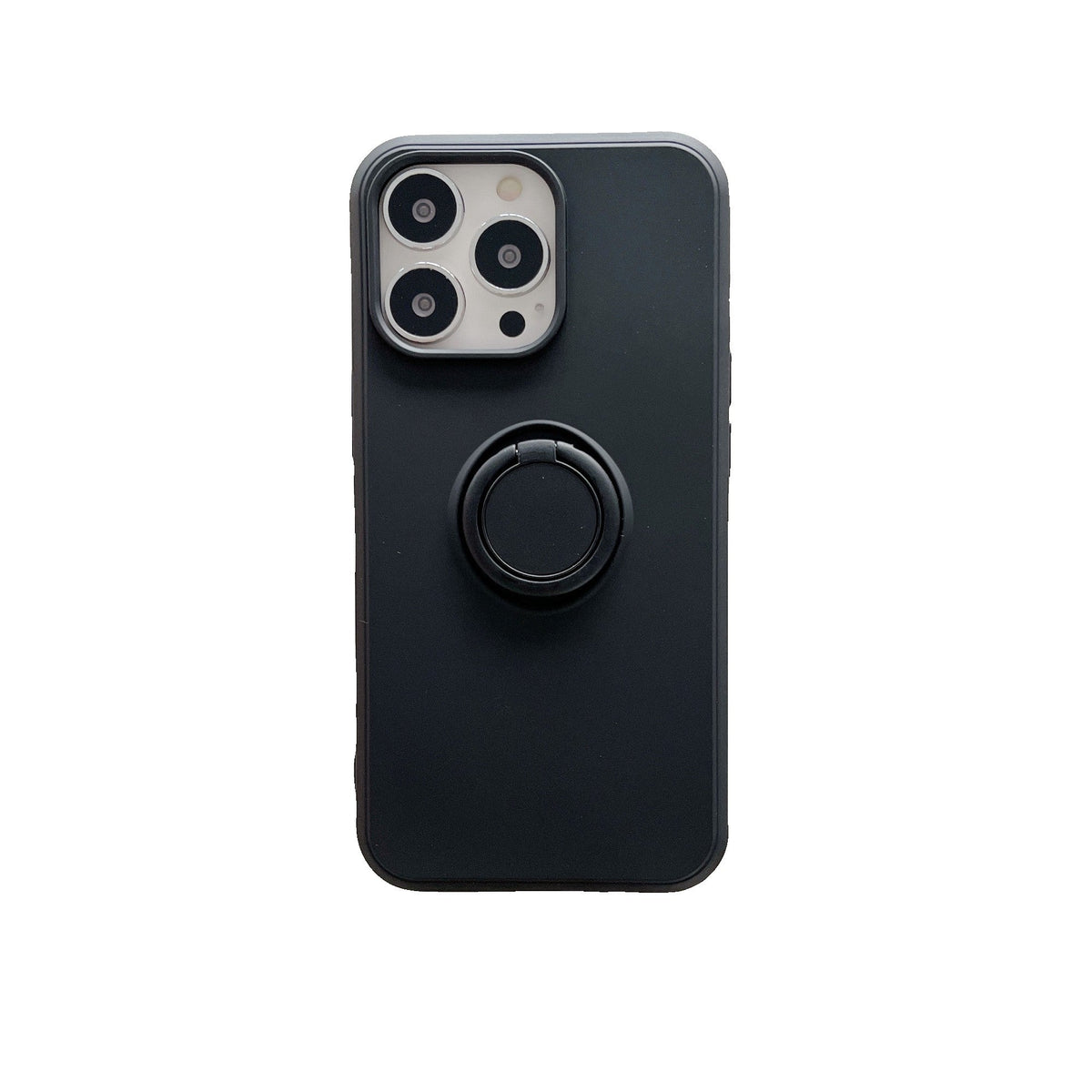 Husa protectie compatibila cu Apple iPhone 13 Mini Liquid Silicone Ring cu suport rotativ Negru