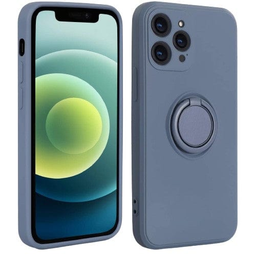 HUSA PROTECTIE COMPATIBILA CU APPLE IPHONE XR LIQUID SILICONE RING CU SUPORT ROTATIV ALBASTRU DESCHIS