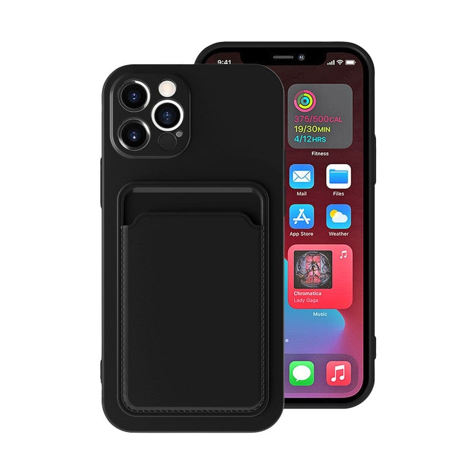 Husa protectie cu suport card compatibila cu Apple iPhone 12 Pro Max Negru