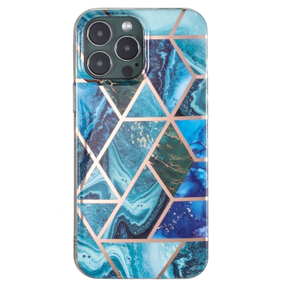 Husa protectie pentru Huawei P40 Lite Soft IMD TPU Marble Geometric Albastru