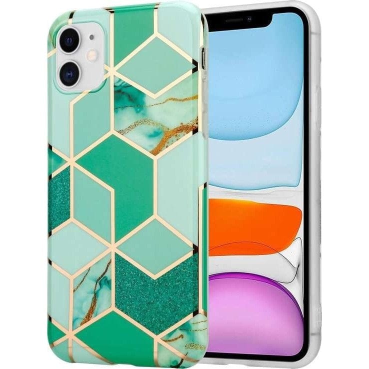 HUSA PROTECTIE COMPATIBILA CU SAMSUNG GALAXY A32 5G SOFT IMD TPU MARBLE GEOMETRIC VERDE