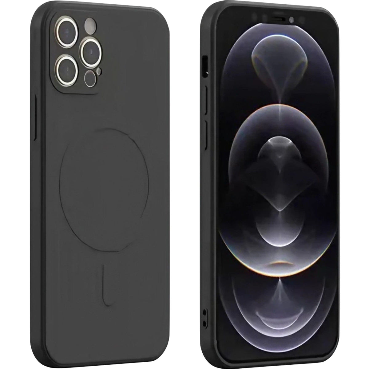 Husa protectie Flippy compatibila cu iPhone 12 Pro (6.1), Liquid MagSafe, ring-shaped, magnetica, Negru