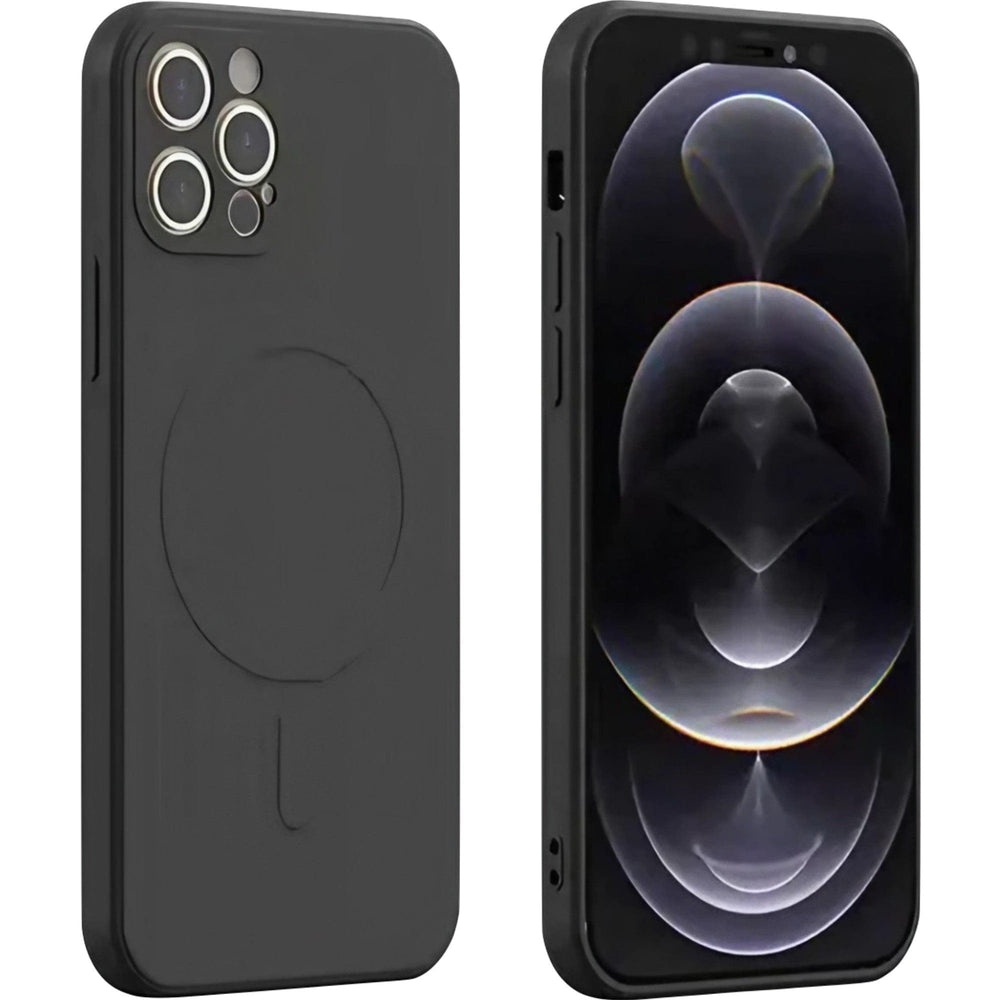 Husa protectie compatibila cu iPhone 12 (6.1), Liquid MagSafe, ring-shaped, magnetica, Negru