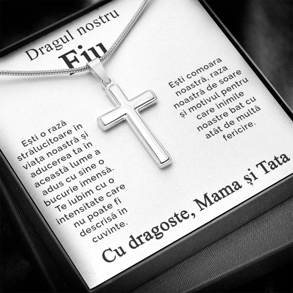 Pentru fiu de la Mama si Tata - colier Cruce